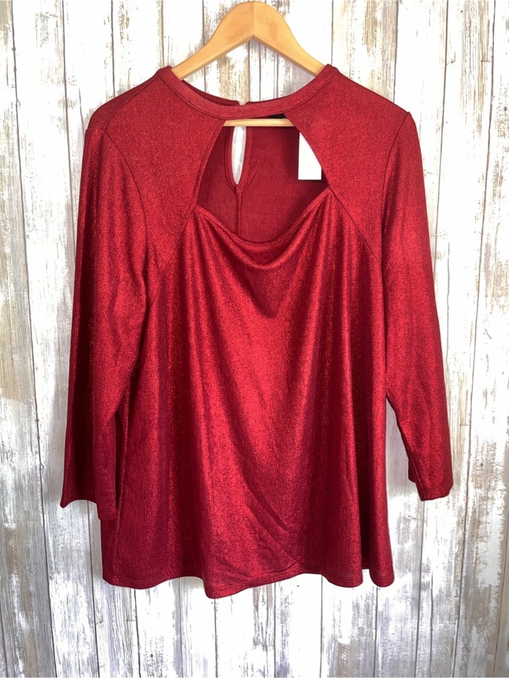 NWT Lane Bryant Metallic Red Cutout Long Sleeve Top Plus Size 18/20 - Picture 2 of 6